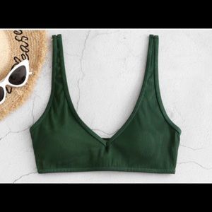 Zaful dark green, ribbed bikini top